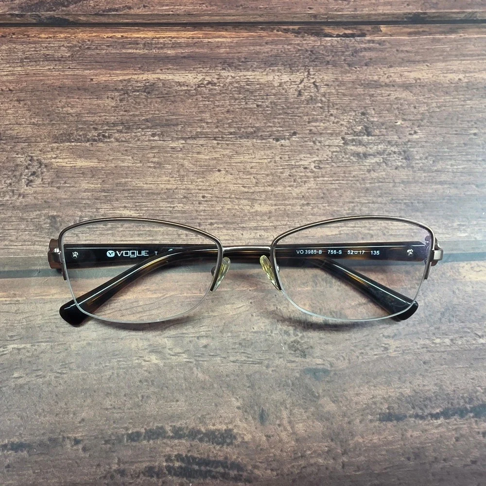 Vogue Eyeglasses Frames VO 3985-B 756-S Brown Tortoise Silver 52-17-135